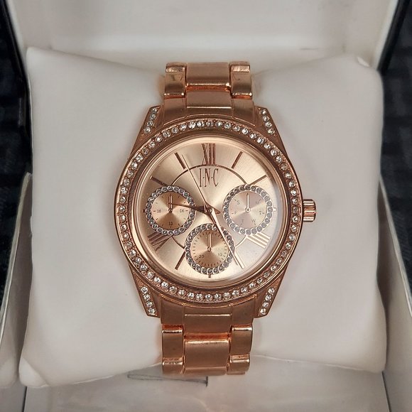 NIB INC INTERNATIONAL CONCEPTS ROSE GOLD-TONE BRACELET WATCH - Picture 4 of 16